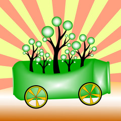 trees and green aluminium cans ,green concepts ,vector illustrat