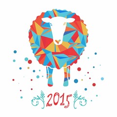 Vector card with sheep and 2015