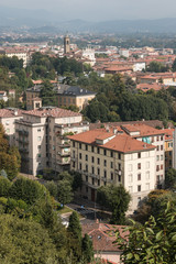 Fototapeta na wymiar aerial view of suburb in Bergamo, Italy