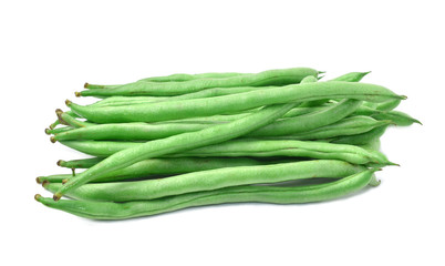 Green beans, white background