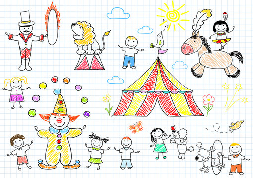 Happy children in circus