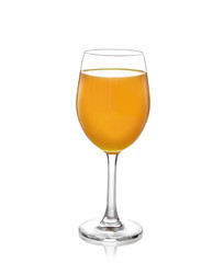 orange juice glass with white background