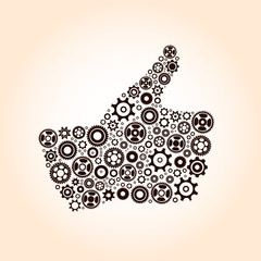 Thumbs Up Symbol, Which is Composed of Black Gears. Vector illus