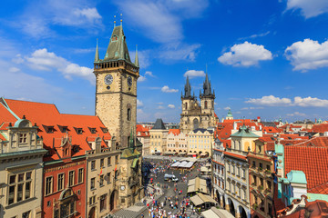 Fototapeta na wymiar Tyn Cathedral & Clock Tower, Prague Czech Republic
