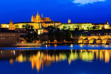 Fototapeta na wymiar Vltava River, Charles Bridge and Prague Castle, Prague