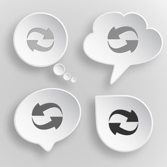 Recycle symbol. White flat vector buttons on gray background.