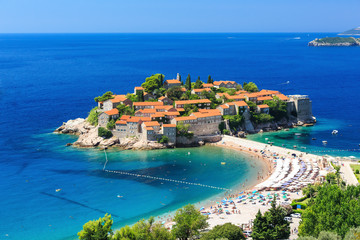 Sveti Stefan island in Budva, Montenegro - obrazy, fototapety, plakaty