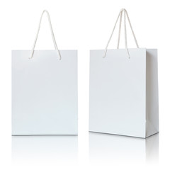 white paper bag on white background