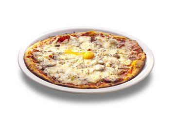 Fresh Oven Baked Pizza with Egg, Sausage, All Cheese