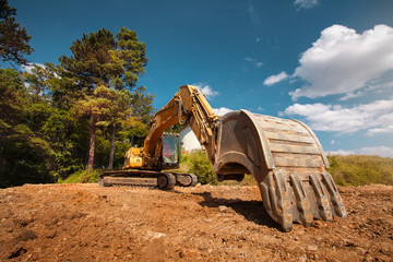 excavator on construction site
