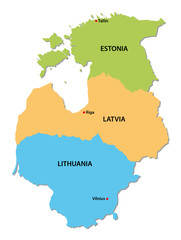 baltic states map - obrazy, fototapety, plakaty