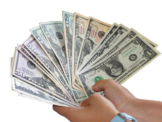 counting dollars in hand, money background