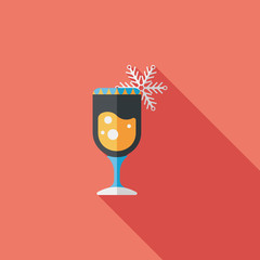 Christmas cocktail flat icon with long shadow,eps10