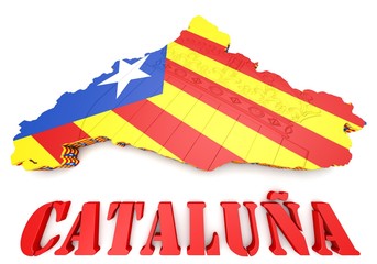 map illustration of Catalonia with flag