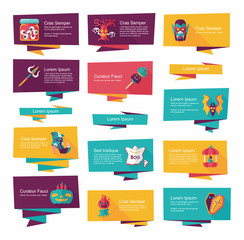 Halloween banner flat background set