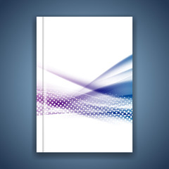 Blue swoosh wave satin line brochure template