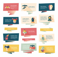 Halloween banner flat background set