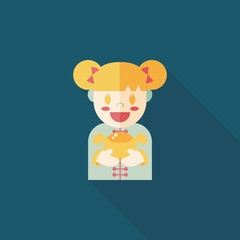 Chinese New Year girl flat icon with long shadow,eps10