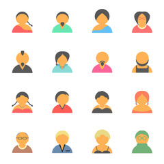 set of simple face avatar people icons