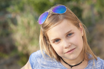 portrait of girl in the foreground with long hair