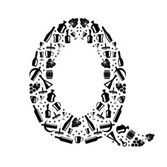 Abstract vector alphabet - Q made from Wine icon - alphabet set