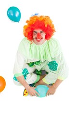Fototapeta na wymiar Funny clown smiling at camera