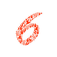 Abstract vector number 6 made from Icon Spa - numbers set