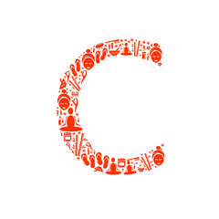Abstract vector alphabet - C made from Icon Spa - alphabet set.