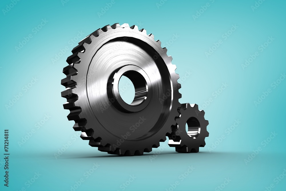 Poster composite image of metal cog and wheel connecting