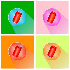 Red Can, long shadow vector icon