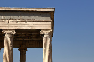 Fototapeta premium Ruins isolated on blue sky with copy-space