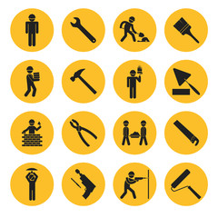 Yellow Circle Construction and Building Icons