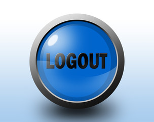 Logout icon. Circular glossy button.