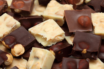 Pieces of chocolate with nuts