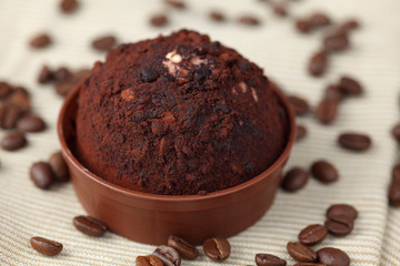 Chocolate truffle and coffee beans