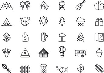 Camping, Hiking, Nature & Outdoor Activities icons