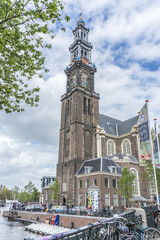 Fototapeta premium Western church in Amsterdam, Netherlands.