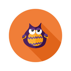 Halloween Owl Flat Icon over Orange