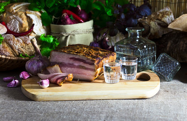 Vodka and smoked meat