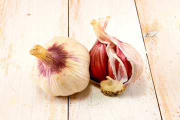 garlic on the table closeup