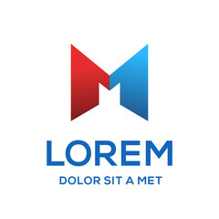 Letter M number one 1 logo icon design template elements