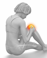 Naklejka premium Female injured knee on white