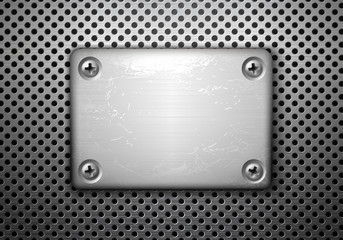 Vector rectangular metal plate with screws