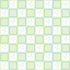 Gentle floral seamless checkered wallpaper pattern