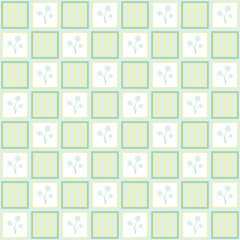 Gentle floral seamless checkered wallpaper pattern