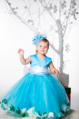 Fototapeta premium girl in beautiful blue dress