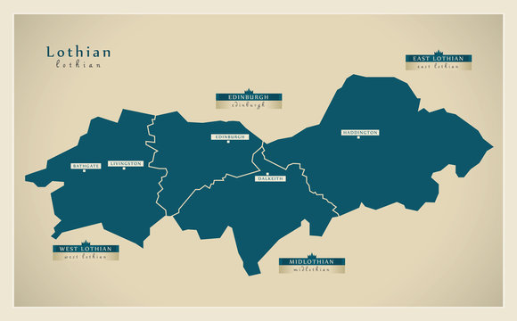 Modern Map - Lothian UK