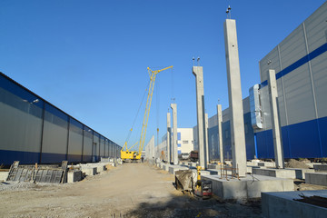 Fototapeta na wymiar Construction of modern plant in Kaliningrad