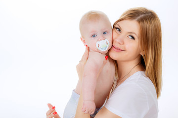 portrait of a happy mother with her son. emotions