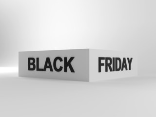 Black Friday text on white cube. Isolated image